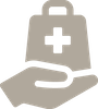 medical grade icon with palm holding medical bag